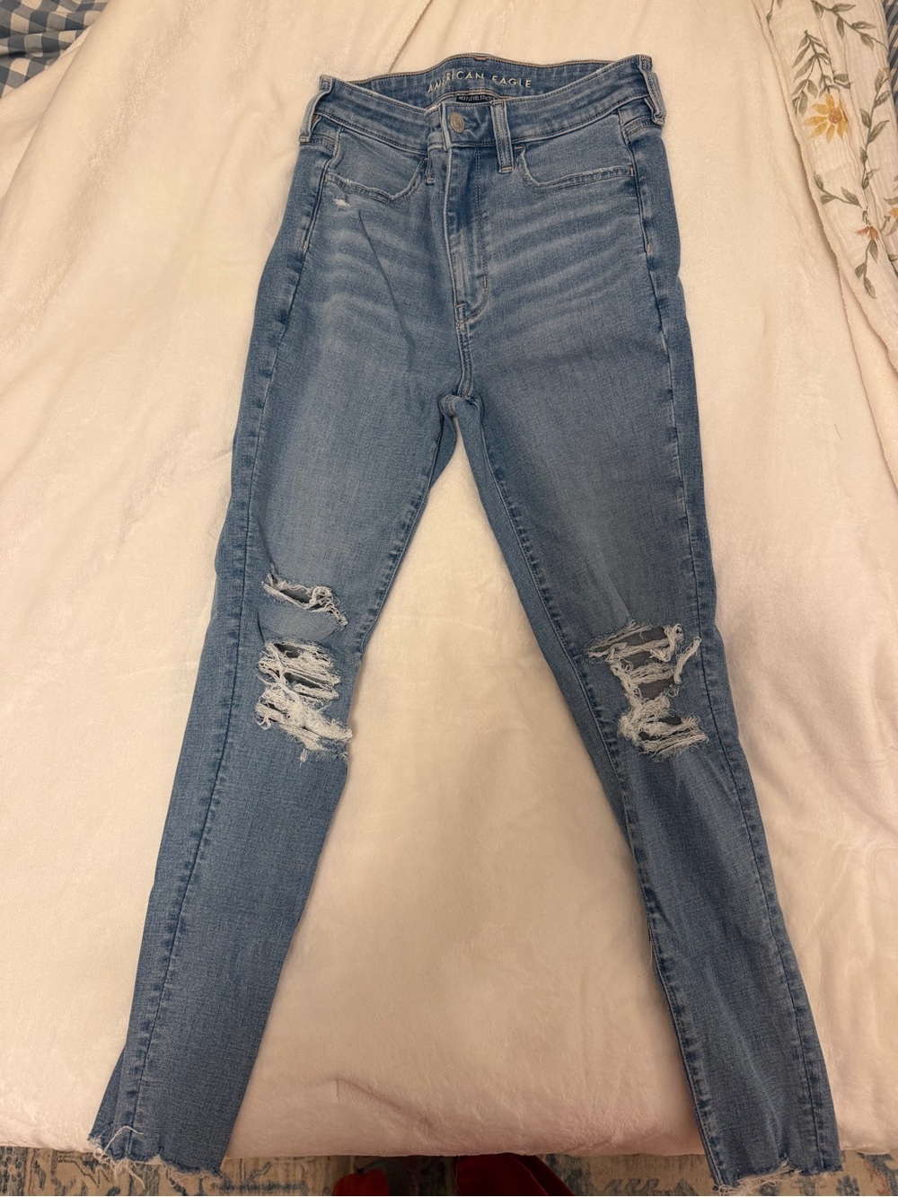 American Eagle Outfitters Distressed High-Rise Skinny Jeans - Medium Blue